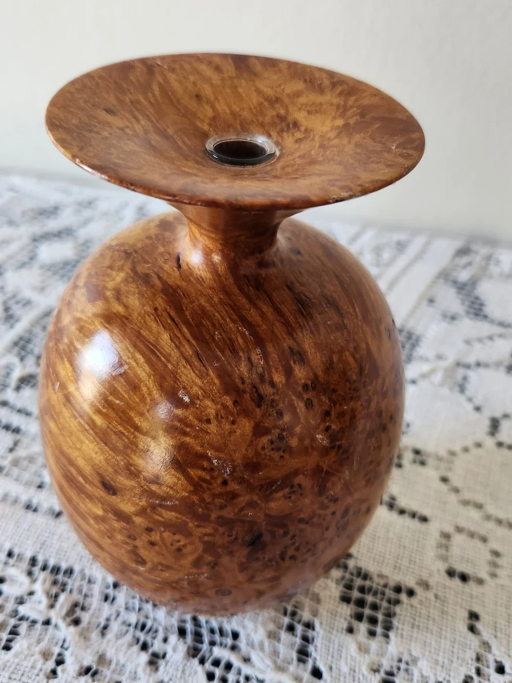 MCM Hand-Turned Burl Wood Accent Vase - Brown